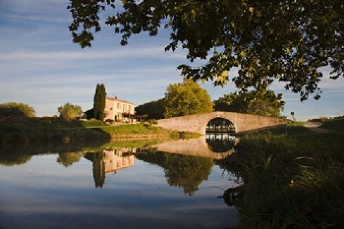 Bridge over Canal du Midi Canvas Art - David Barnes DanitaDelimont (26 x 18)