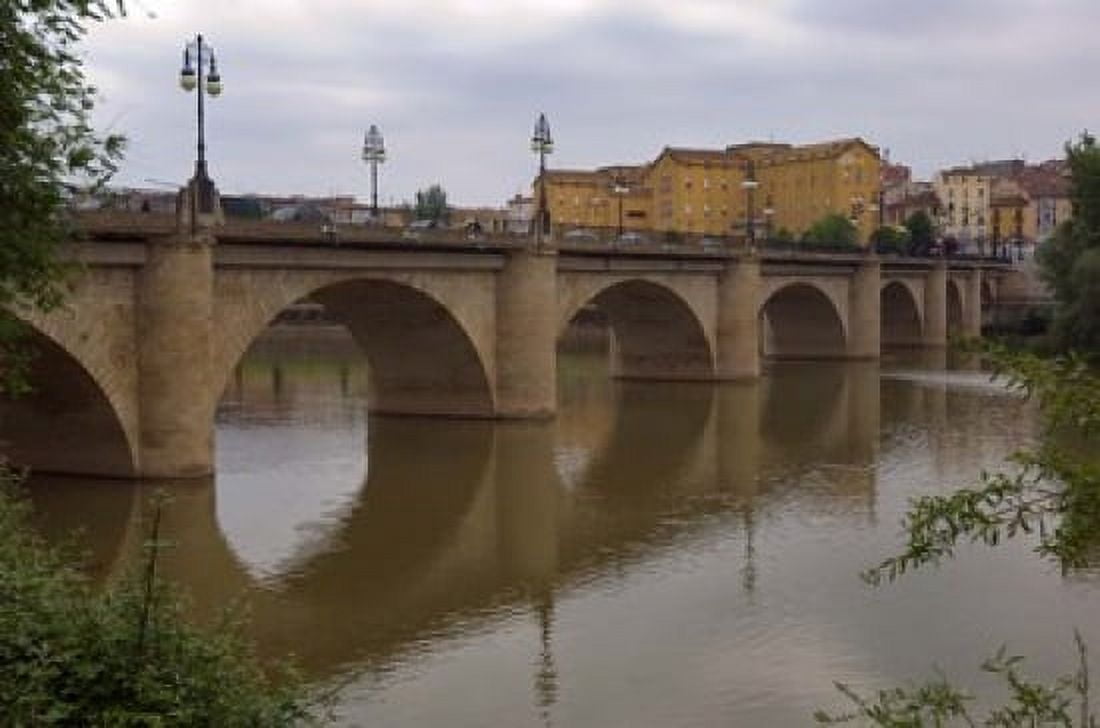 Bridge over Rio Ebro in Logrono La Rioja Spain Canvas Art - Janis Miglavs DanitaDelimont (35 x 23)