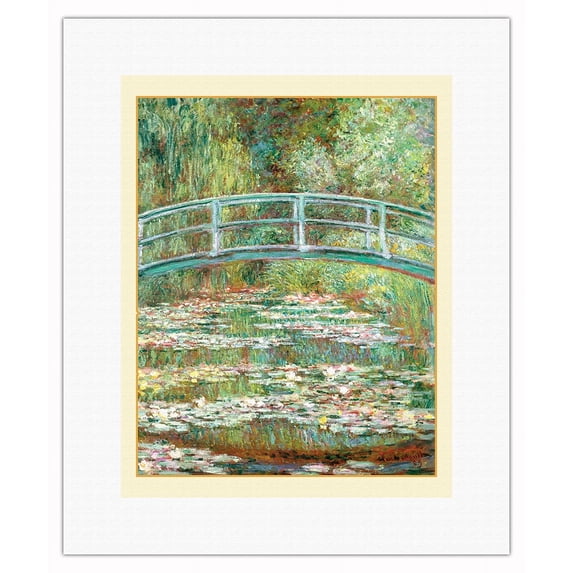 Bridge over a Pond of Water Lilies - From an Original Color Painting by Claude Monet c.1899 - Fine Art Rolled Canvas Print (Unframed) 11in x 14in