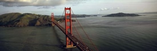 Bridge over a bay Golden Gate Bridge San Francisco California USA Canvas Art - Panoramic Images (36 x 12)