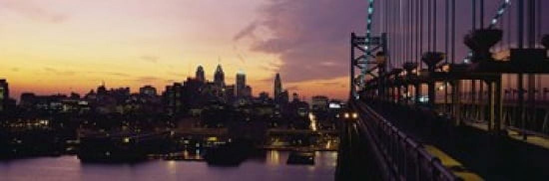 Bridge over a river Benjamin Franklin Bridge Philadelphia Pennsylvania USA Canvas Art - Panoramic Images (18 x 6)