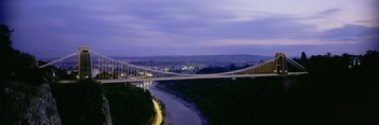 Bridge over a river Clifton Suspension Bridge Bristol England Canvas Art - Panoramic Images (36 x 12)