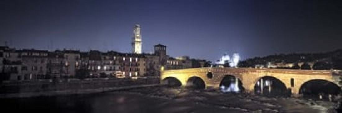 Bridge over a river Pietra Bridge Ponte Di Pietra Verona Italy Canvas Art - Panoramic Images (18 x 6)