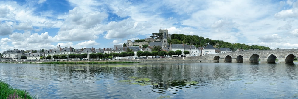 Bridge over river against cloudy sky Cher Montrichard Loir-et-Cher Centre-Val De Loire France Canvas Art - Panoramic Images (12 x 36)