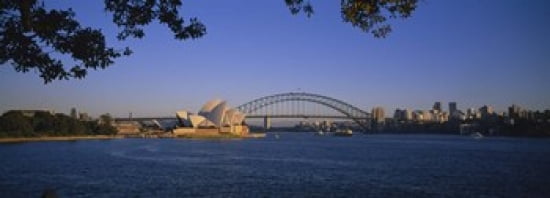 Bridge over water Sydney Opera House Sydney New South Wales Australia Canvas Art - Panoramic Images (36 x 13)