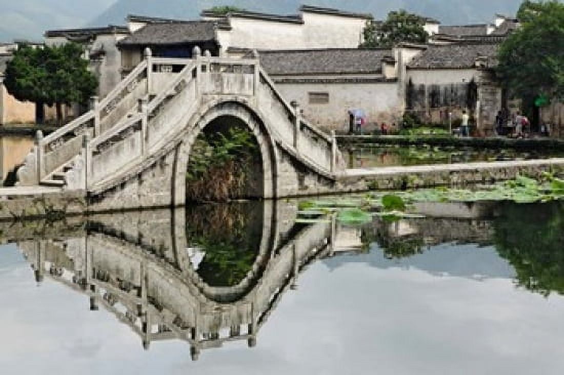 Bridge reflection Hong Cun Village Yi County China Canvas Art - Adam Jones DanitaDelimont (35 x 23)