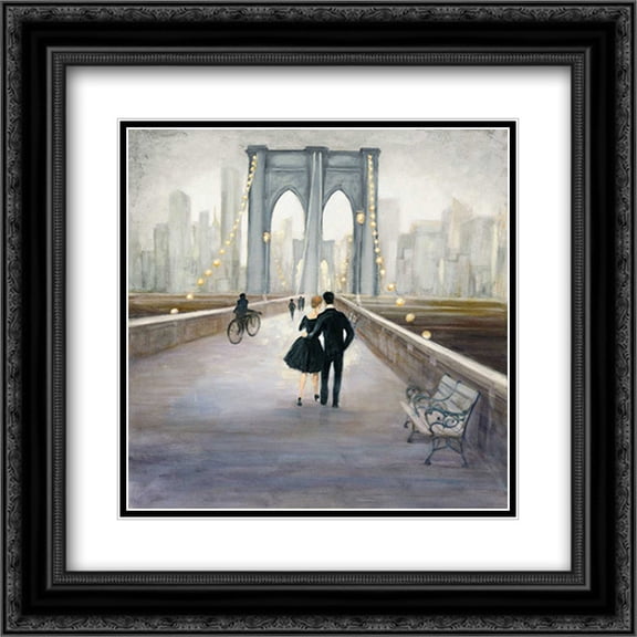 Bridge to NY v.2 2x Matted 20x20 Black Ornate Framed Art Print by Purinton, Julia