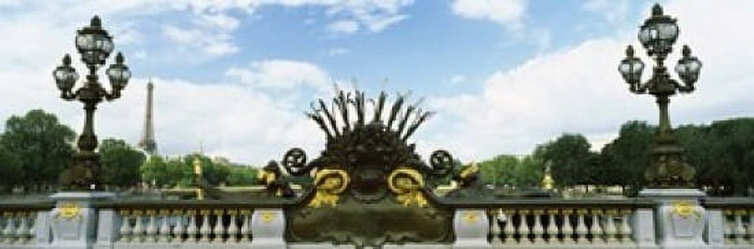 Bridge with a tower in the background Pont Alexandre III Eiffel Tower Paris Ile-de-France France Canvas Art - Panoramic Images (18 x 6)