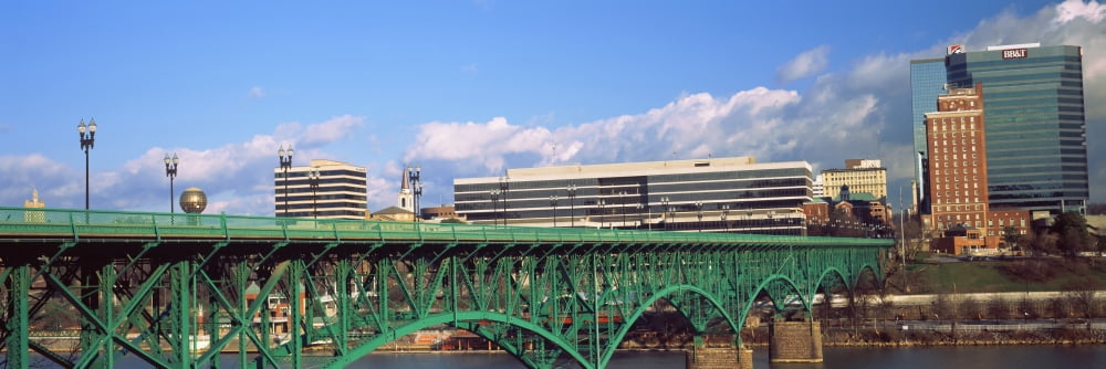 Bridge with buildings in the background Gay Street Bridge Knoxville Tennessee USA Canvas Art - Panoramic Images (36 x 12)