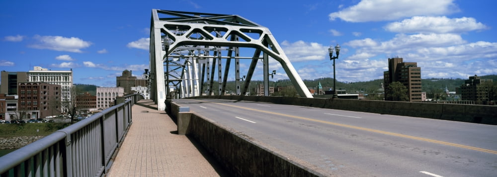Bridge with downtown buildings in the background Charleston Kanawha County West Virginia USA Canvas Art - Panoramic Images (36 x 12)
