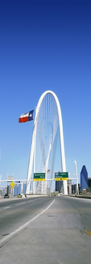 Bridge with skyscrapers in the background Margaret Hunt Hill Bridge Dallas Texas USA Canvas Art - Panoramic Images (9 x 27)