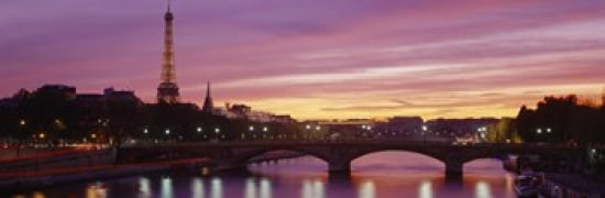 Bridge with the Eiffel Tower in the background Pont Alexandre III Seine River Paris Ile-de-France France Canvas Art - Panoramic Images (36 x 12)