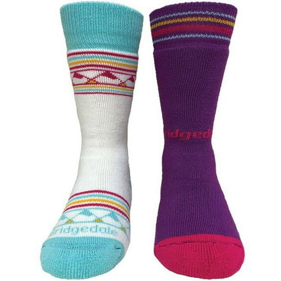 Bridgedale 760784 Kids Merino SKI Socks, White & Blue - Small - Pack of 2