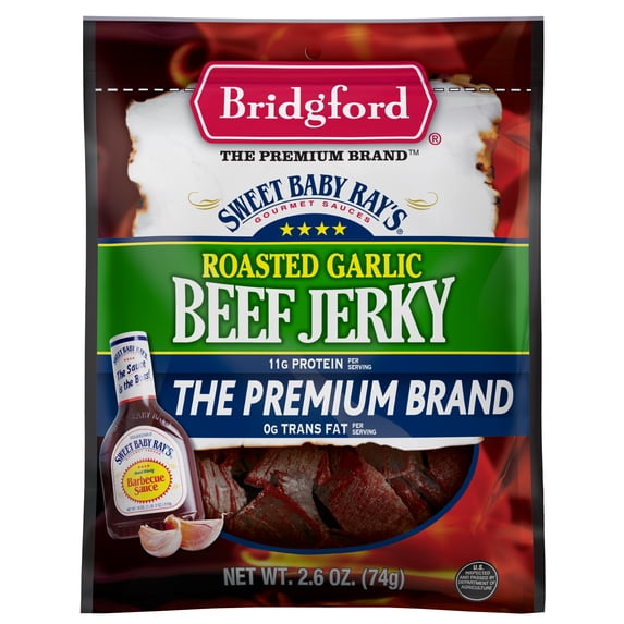 Bridgford Sweet Baby Rays Roasted Garlic Beef Jerky, 2.6 oz