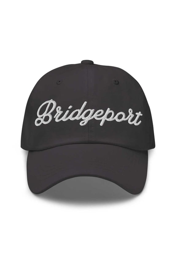 Bridgeport Baseball Cap Bridgeport Dad Hat Bold Script Kentucky KY Hat Embroidered Souvenir Gift Dark Grey