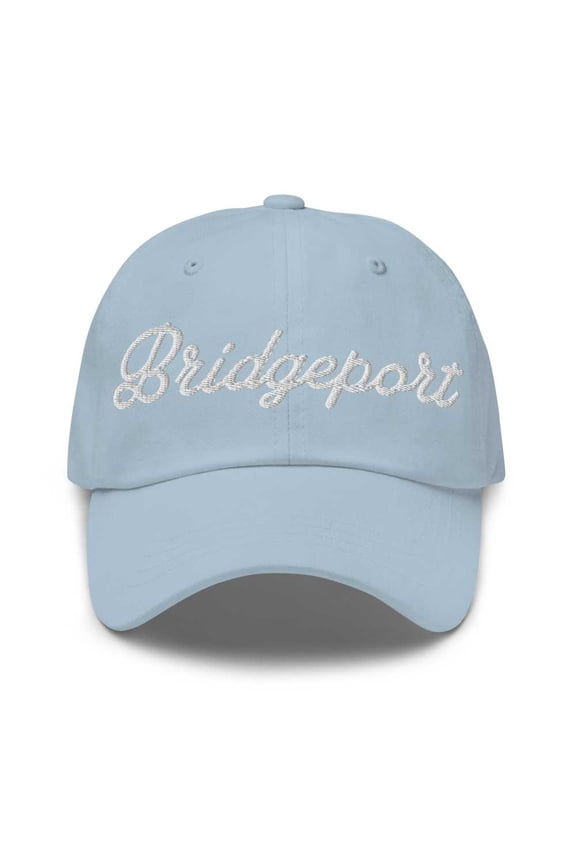 Bridgeport Baseball Cap Bridgeport Dad Hat Bold Script Kentucky KY Hat Embroidered Souvenir Gift Light Blue