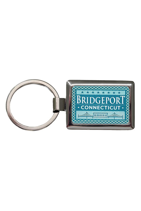 Bridgeport CT Connecticut Travel Vacation Stamp Metal Rectangle Keychain