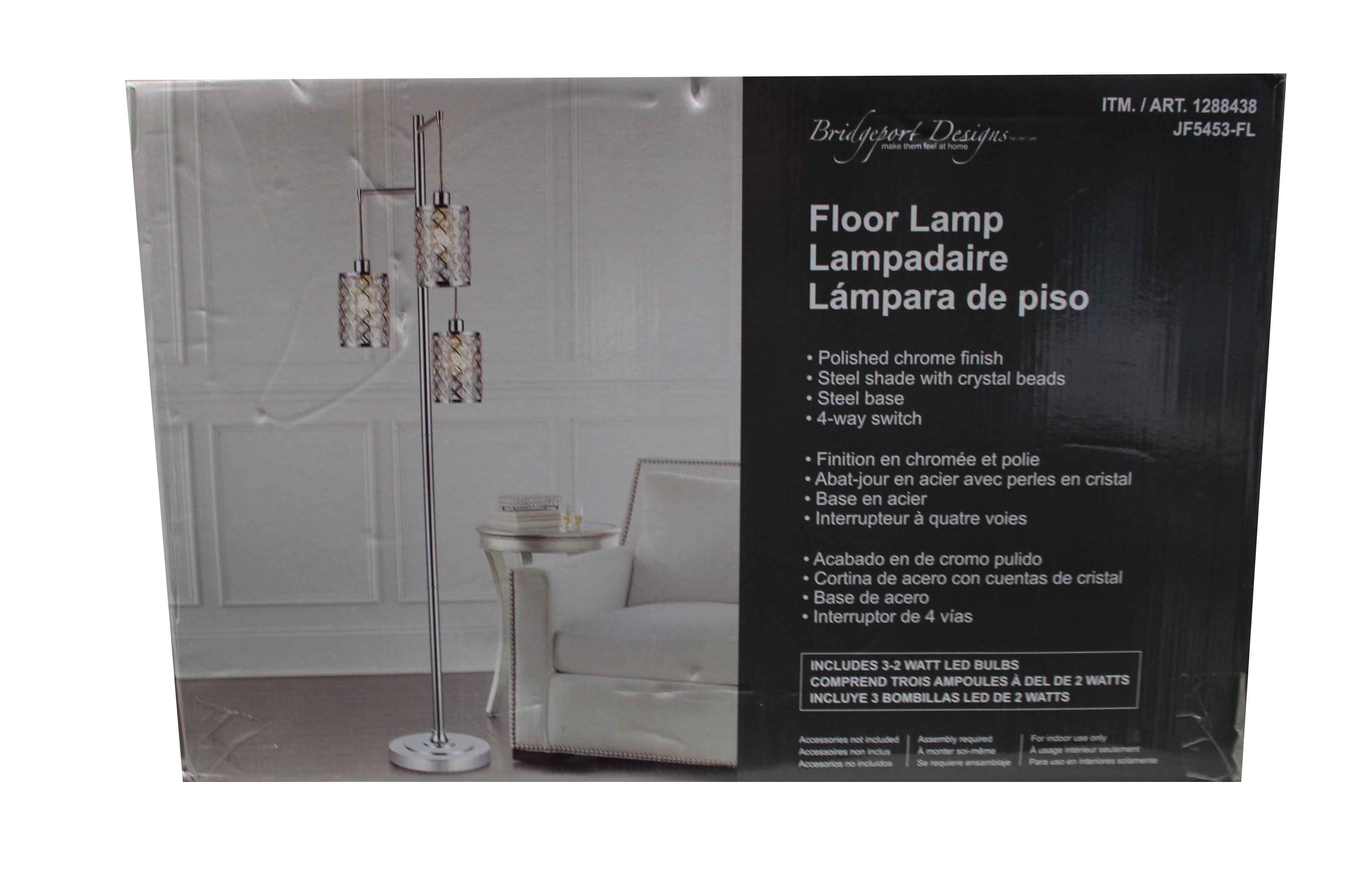 Bridgeport designs gisele 3 arm on sale floor lamp with crystal beaded shades