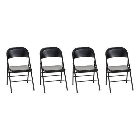 Bridgeport XL All-Steel Commercial Folding Chair 300lb Capacity Black (4-Pack)