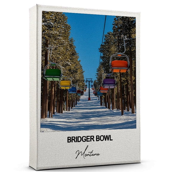 Bridger Bowl Travel Poster Canvas Montana Canvas Unique Gift Idea for Home, Office, or Living Space