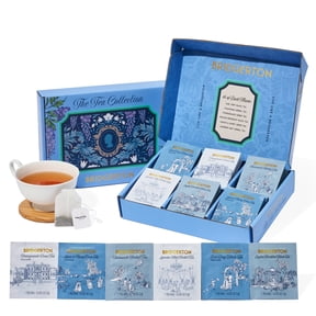 Bridgerton The Tea Collection Officially Licensed Tea Gift Set, 60 Premium Tea Bags with Herbal, Black & Green Tea Blends Bridgerton Inspired Tea Box for Fans and Book Lovers