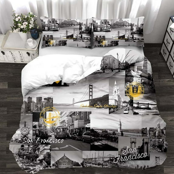 Bridges Modern Architecture 3d Duvet Cover Set King Full Twin Size Bed Linen Set