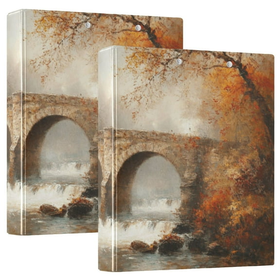 Bridges and Rivers Hardcover 3 Ring Binder 1.5” Round Rings Letter Size Paper Pockets for School Office Supplies