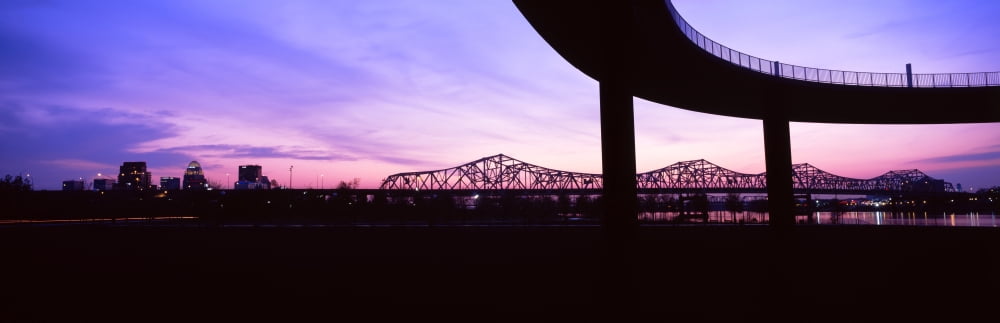 Bridges in a city at dusk Louisville Kentucky USA Canvas Art - Panoramic Images (27 x 9)