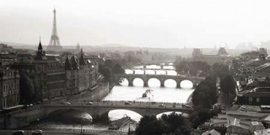 Bridges over the Seine river Paris Canvas Art - Michel Setboun (24 x 48)