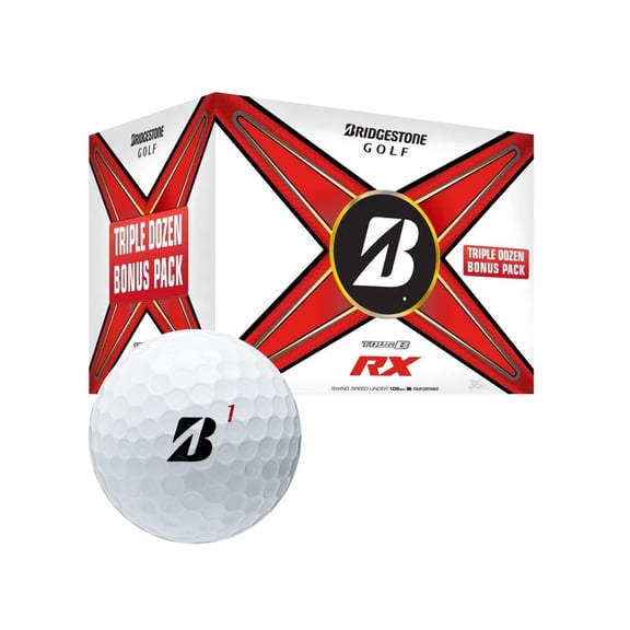 Bridgestone 2024 Tour B RX Golf Balls 3-Dozen (36), White -