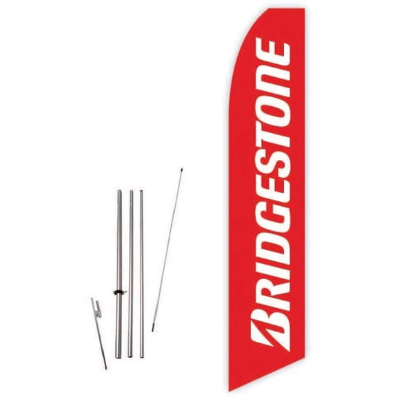 Bridgestone (Red) Super Novo Feather Flag - Complete with 15ft Pole Set and Ground Spike