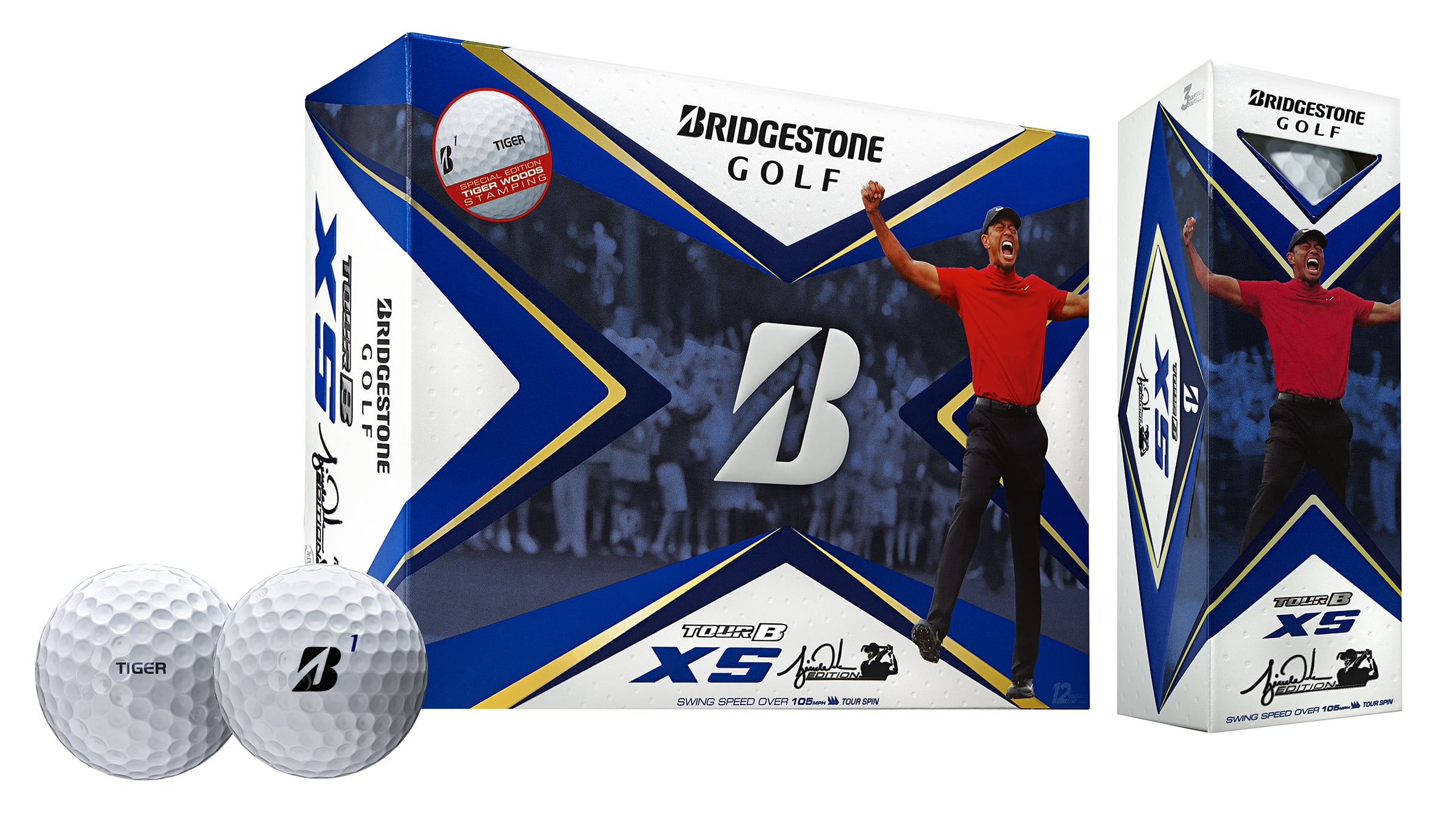 Bridgestone Tour B XS Golf Balls Tiger Edition Woods-Dzn Wht - Walmart.com