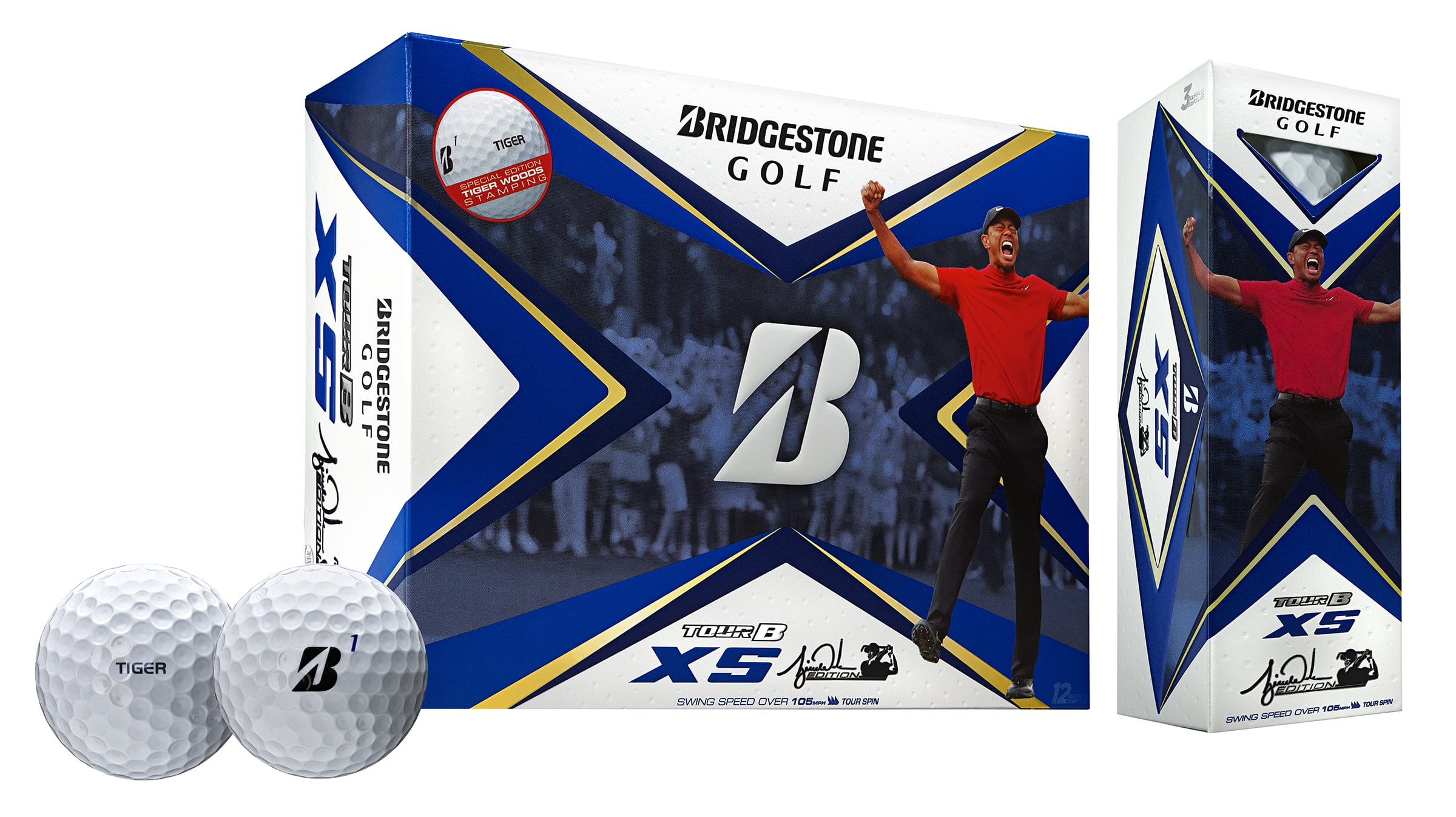 Bridgestone Tour B XS Golf Balls Tiger Edition Woods-Dzn Wht