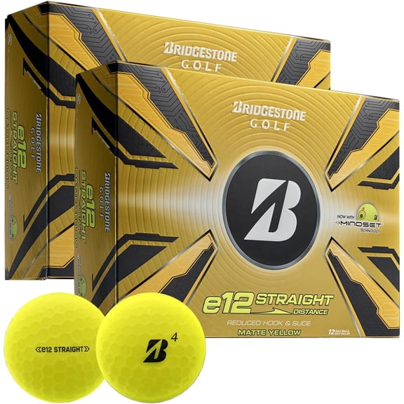 Bridgestone e12 Straight Golf Balls, Matte Yellow, Double Dozen (24 Pack), Distance & Forgiveness Technology