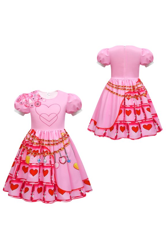Bridget Costume for Girls Halloween Pink Princess Cosplay Dress, Size for 6-7Y