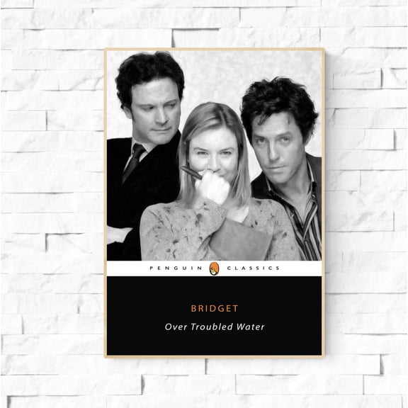 Bridget (Jones) Over Troubled Water Book Title Pun, Funny Book Wall Art, Penguin Book Art #137, Unframed Poster Size 12x18