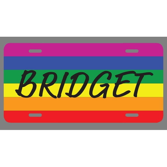 Bridget Name Pride Flag Style License Plate Tag Vanity Novelty Metal | UV Printed Metal | 6-Inches By 12-Inches | Car Truck RV Trailer Wall Shop Man Cave | NP1930