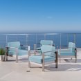 thumbnail image 1 of Bridget Outdoor Aluminum Framed Club Chairs with Water Resistant Cushions (Set of 4), Light Teal, White, Silver, 1 of 12