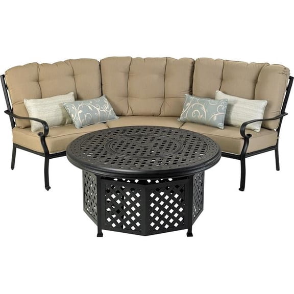 Patio Resort Lifestyles BTDSG5B 48 in. Bridgetown Fire Table Curved Seating Group