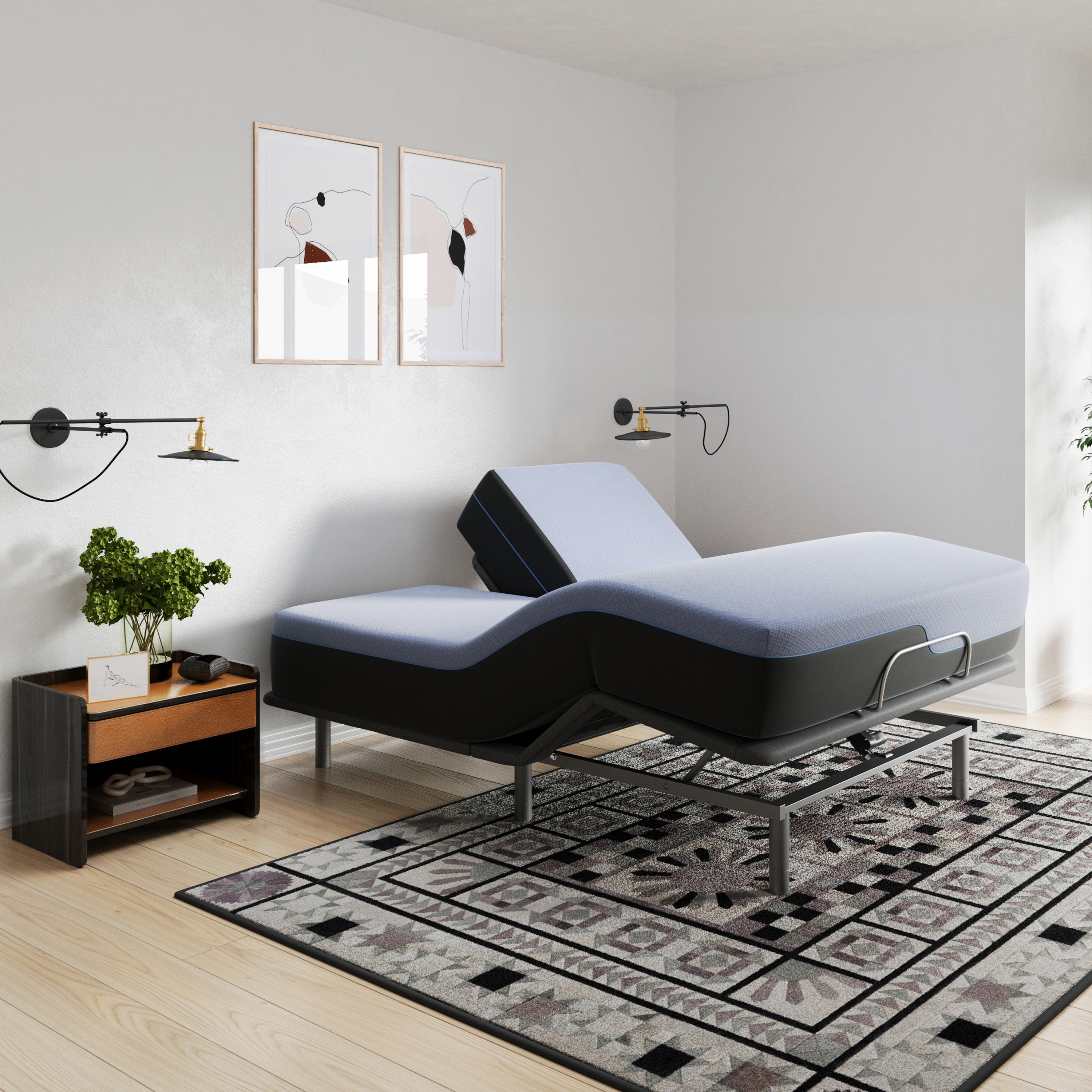 Bridgevine Home Queen Size Hybrid 5-Layer Latex Foam Mattress and Bed Frame