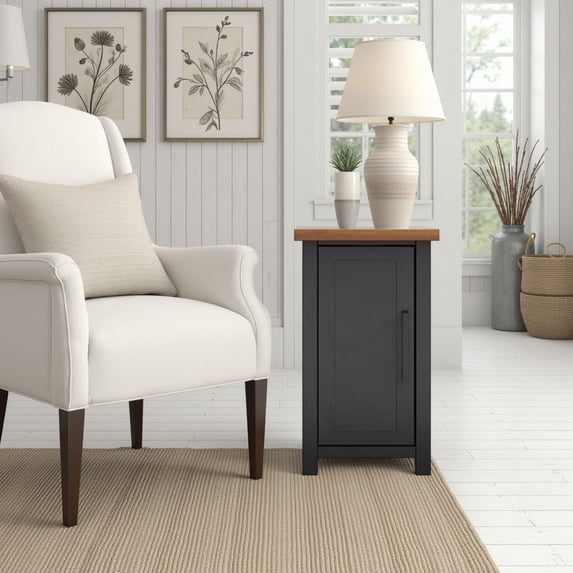 Bridgevine Home 14 inch Chairside Table, Black and Whiskey Finish