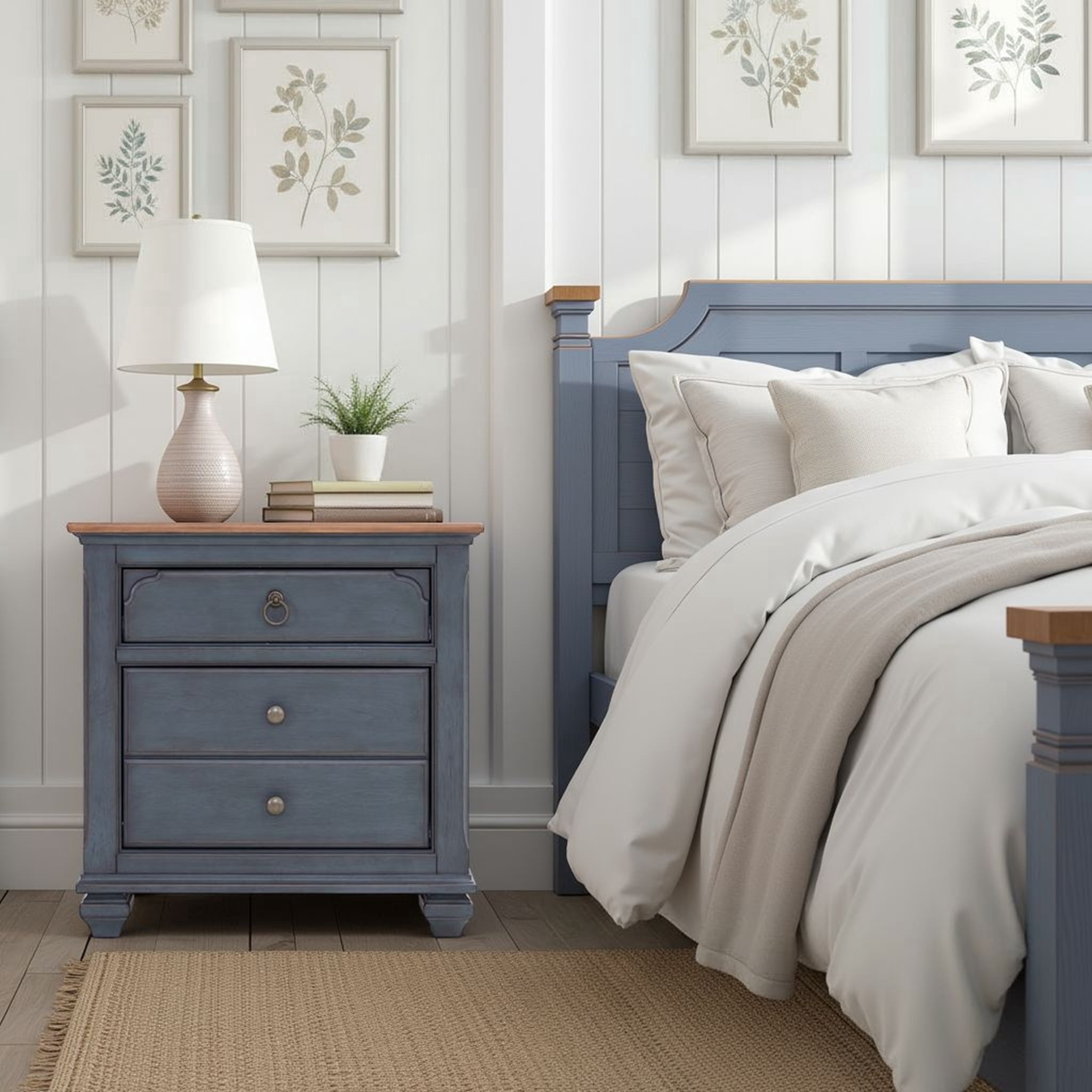 Americana 2Drawer Fully Assembled Nightstand, Farmhouse Coastal — free download
