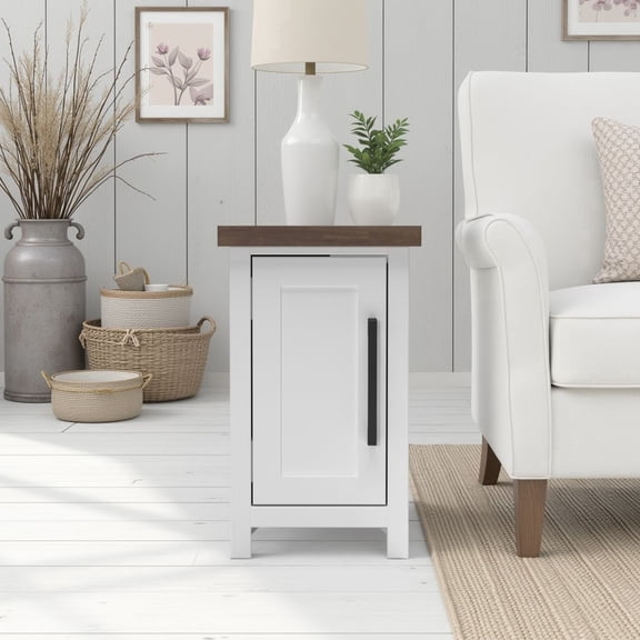 Hampton 14" Farmhouse Chair Side Table with Storage Cabinet – Fully Assembled