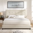 thumbnail image 1 of Bridgevine Home King Size Tall Dynasty Beige Tufted Headboard Upholstered Platform Bed, 1 of 13