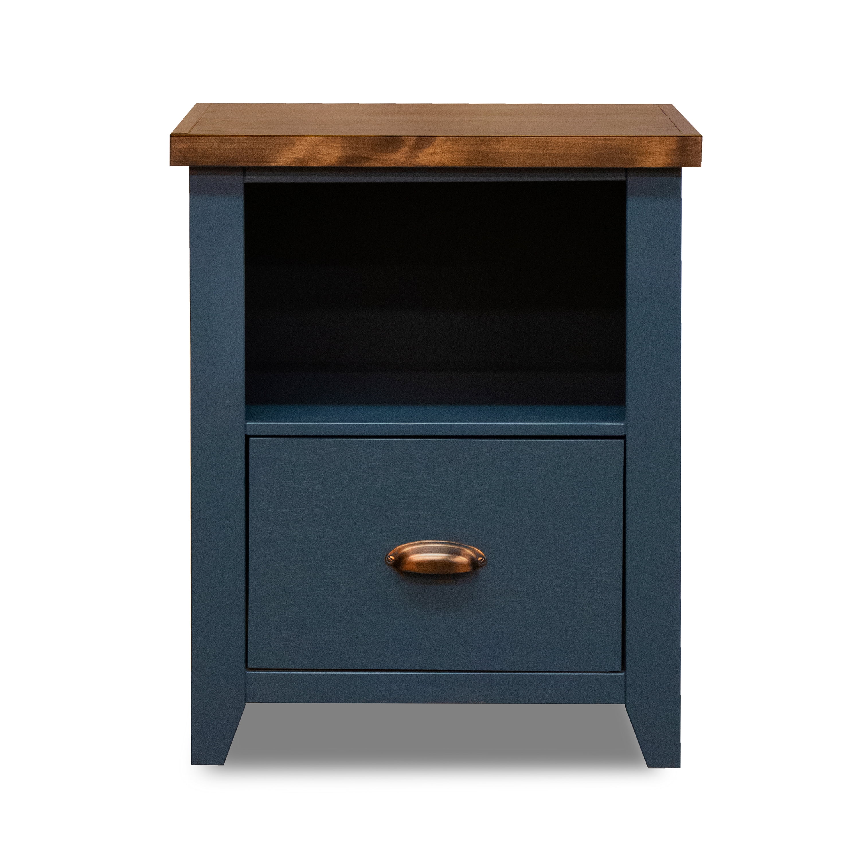 Nantucket Blue Denim and Whiskey 22" 1-Drawer File Cabinet