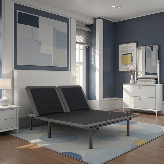 Bridgevine Home Queen Size Flex Top Quick Assembly Adjustable Bed Frame with Voice Activated Controls