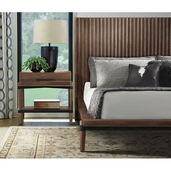 Bridgevine Home Tranquilty 26 inch One Drawer Nightstand, Walnut Finish