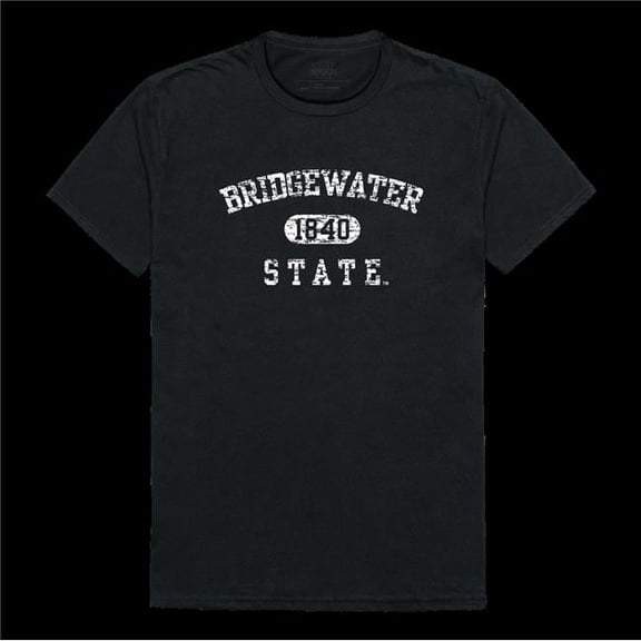 Bridgewater State University Bears Distressed Arch College T-Shirt, Black - Small