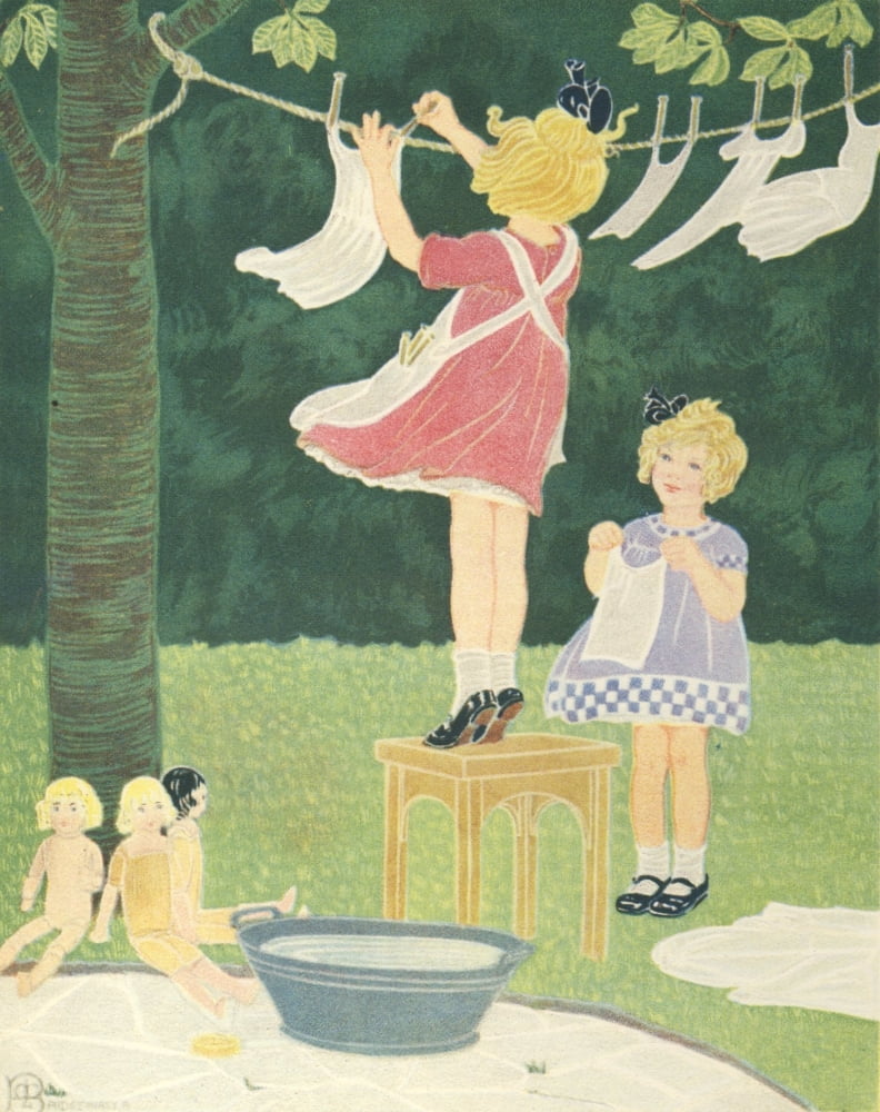 Bridgewater The Prize for Girls and Boys 1920s Washing day for dolly Canvas Art - Bridgewater (24 x 36)