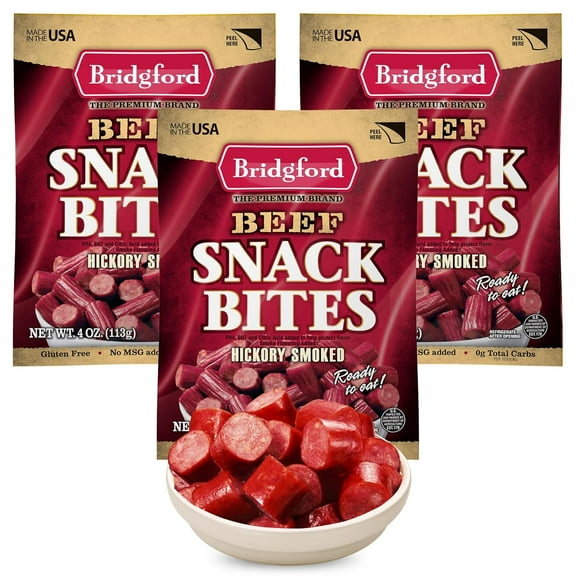 Bridgford Beef Snack Bites 4 oz Pack of 3 - Ready-to-Eat Beef Snacks